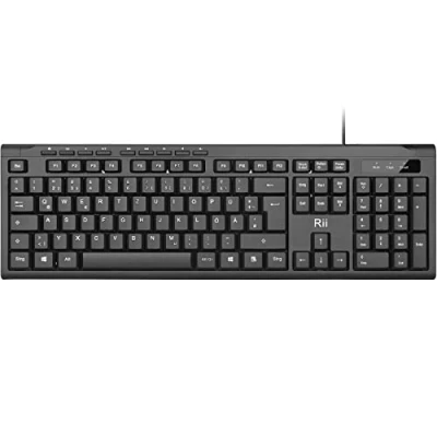 Afbeelding van Rii toetsenbord bekabeld, pc USB, business slim met kabel voor computer, laptop, Mac, Windows, macOS, QWERTZ Duitse lay out zwart