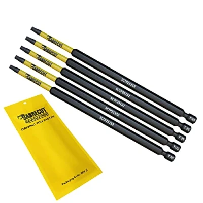 Afbeelding van 5 x SabreCut SCTP25152_5 152mm T25 TX25 Torx Sabotagebestendig Beveiliging Magnetische Slagschroevendraaier Driver Bits Set Heavy Duty Compatibel met Dewalt Milwaukee Bosch Makita en meer