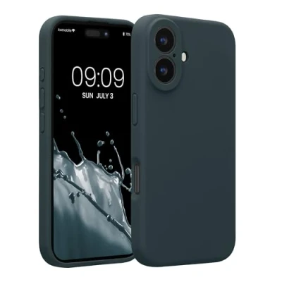 Afbeelding van kwmobile telefoonhoesje geschikt voor Apple iPhone 16 TPU backcover met siliconen coating Smartphone case in leisteen