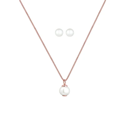 Afbeelding van Elli Dames Sieraden Set Klassiek Elegant Oorsteker met zoetwater gekweekte parel in 925 sterling zilver