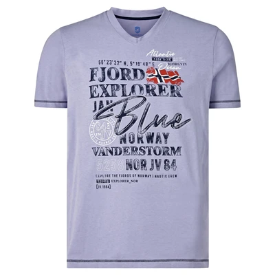 Afbeelding van Jan Vanderstorm regular fit T shirt NORDGER Plus Size met printopdruk lavendel