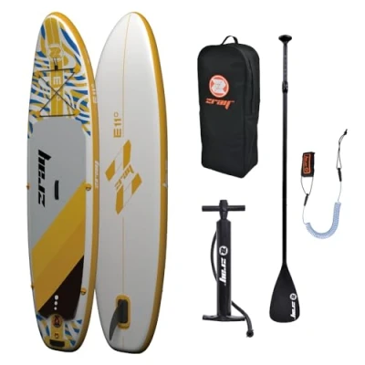 Afbeelding van Zray SUP Opblaasbaar stand up paddleboard, dropstitch met peddel, pomp, transporttas, E11, geel, 335 x 81 13 cm
