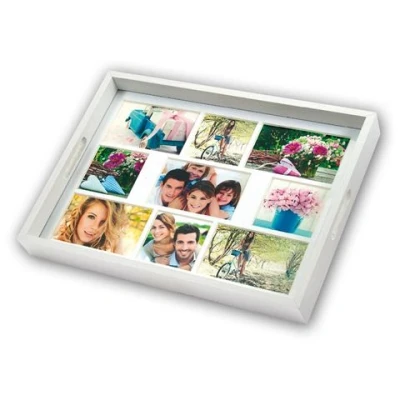 Afbeelding van Houten foto dienblad wit 45 x 35 cm met 9 in diverse maten Dienbladen