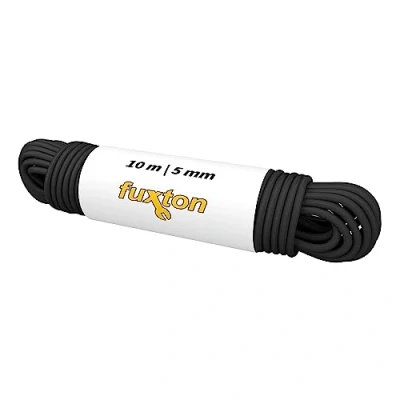 Afbeelding van fuxton® Rubberen touw (5 mm x 10 m), expandertouw, rubberlijn, bungee koord, marine, spanrubber per meter, zwart