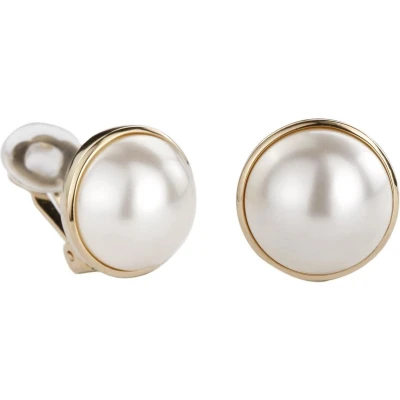 Afbeelding van Traveller Clip Oorbellen Oorclips Dames Goudkleurig Parels 16 mm Wit Pareloorclips 113373