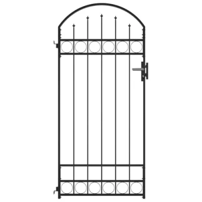 Afbeelding van vidaXL Poort met Gebogen Bovenkant 89x200 cm Staal Zwart Tuinpoort Tuinhek
