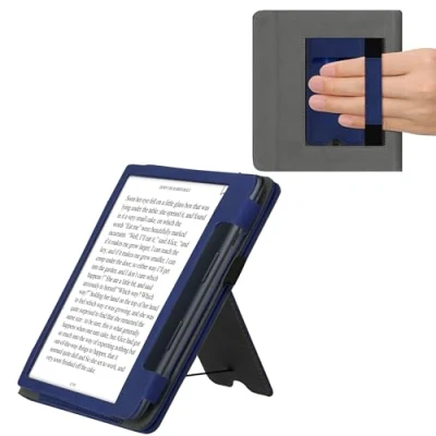 Afbeelding van kwmobile E reader hoesje geschikt voor Kobo Sage hoes flip case van kunstleer Ereader cover met stand In donkerblauw