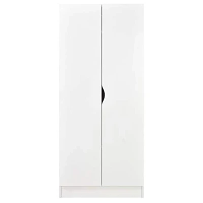 Afbeelding van Leomark Witte kledingkast met twee deuren Roma functionele schuifdeurkast, commode, kast, meubels voor kinderen, afmetingen: 70 x 42,5 161,5 (H) cm