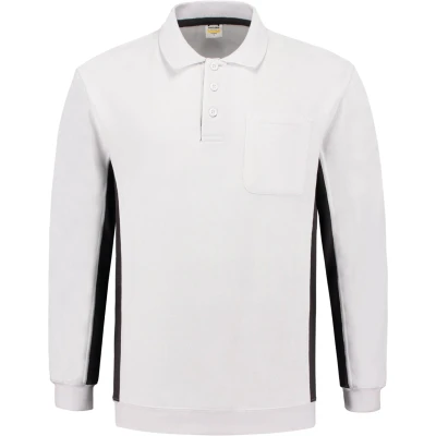 Afbeelding van Tricorp 302001 Polosweater Bicolor Borstzak Wit/Donkergrijs 8XL