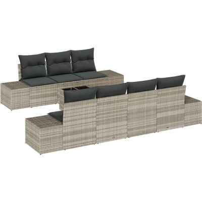 Afbeelding van vidaXL 8 delige tuinsalonset met kussens lichtgrijs poly rattan