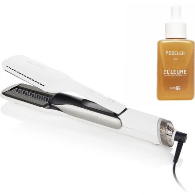 Afbeelding van ghd Duet Style White + Elleure Modeler Olie 50ml bundel/set/pakket Haibu by Kapperskorting.com