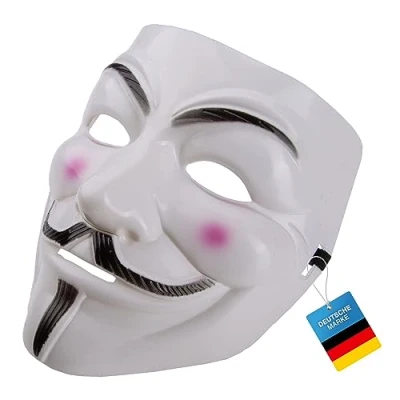 Afbeelding van V in voor Vendetta Masker Guy Fawkes Halloween Carnaval Anoniem (Wit)