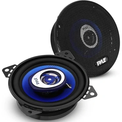 Afbeelding van Pyle 10,16 cm Autospeaker (Paar) Verbeterde Blauwe Poly Injectie Kegel 2 Weg 180 Watt Piek met Niet vermoeiende Butylrubberen Omranding, 110 20kHz Frequentierespons, 4 Ohm &amp; 1,9 ASV Talenvelop
