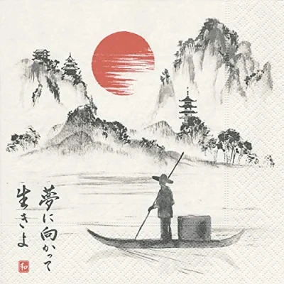 Afbeelding van 20 servetten Japanse scheepvaart / zee Japan boot 33x33cm