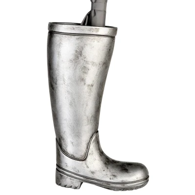 Afbeelding van Casablanca by Gilde Paraplustandaard Parapluhouder laarzen, zilver voor paraplu&#039;s, hoogte 45 cm, regenlaarzen model, van keramiek (1 stuk)