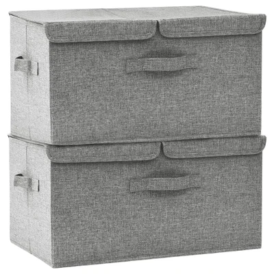 Afbeelding van Opbergboxen 2 st 50x30x25 cm stof grijs