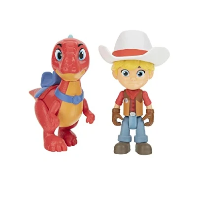 Afbeelding van Dino Ranch Jon &amp; Blitz paar figuren, ca. 7,5 cm hoog figuur en dinosaurus, 9 cm, zoals in cartoon cartoon, voor kinderen vanaf 3 jaar, DNA00100, waardevolle games