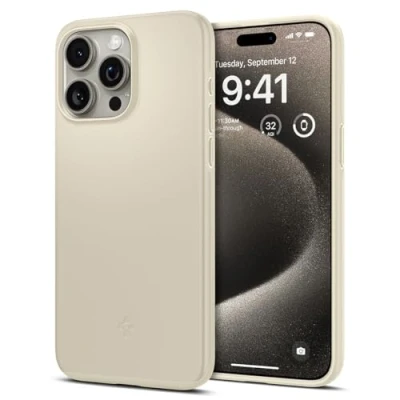 Afbeelding van Spigen Thin Fit Hoesje voor de Apple iPhone 15 Pro Max Back Cover Beige