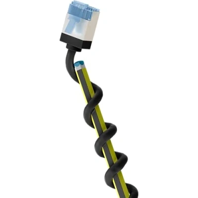 Afbeelding van goobay 74320 CAT 6A patchkabel slim/ultraflexibele RJ45 netwerkkabel U/FTP CU/dunne Ethernet kabel met korte stekkers/10 Gbit/s LSZH, knikbescherming/zwart 3m