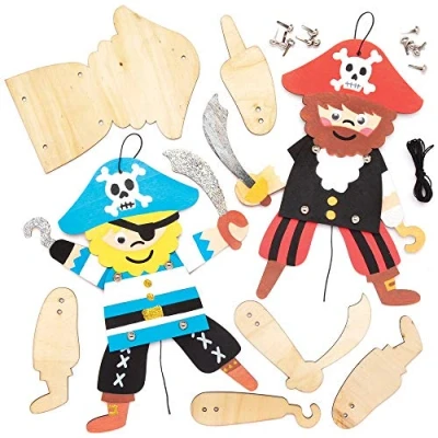 Afbeelding van Baker Ross AT669 Piraten Poppen van Hout (4 Stuks) Knutselspullen en Knutselsets voor Kinderen