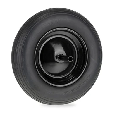 Afbeelding van Relaxdays kruiwagenwiel 3.50 8 massief rubber stalen velg lekvrij met as tot 120 kg zwart