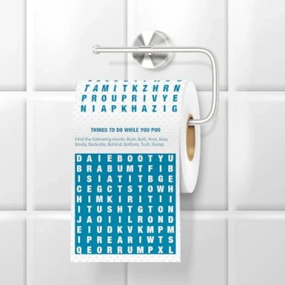 Afbeelding van Grappig toiletpapier met raadsels &quot;Dingen om te doen terwijl je poept&quot; Mad Monkey