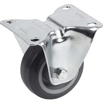 Afbeelding van Metafranc Bokwiel Ø 80 mm 105 x plaat elastisch massief rubberen wiel zacht loopvlak rollager 100 kg draagkracht/transportrol/meubelrol/zware lasten / 803400