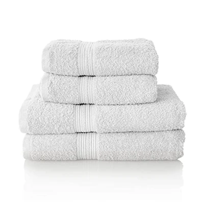 Afbeelding van Glart Premium badstoffen handdoekenset, kleur: WIT, 2 douchehanddoeken van 70 x 140 cm en handdoeken 50 100