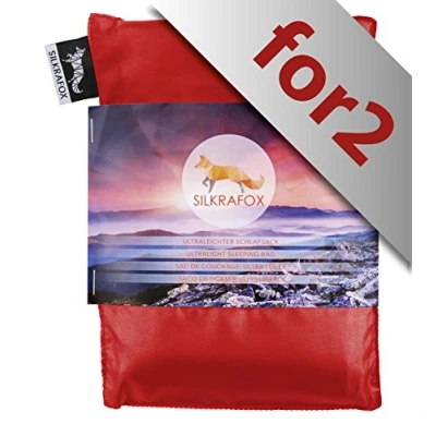 Afbeelding van Silkrafox voor 2 ultralichte slaapzak personen, huttenslaapzak, inlaat, zomerslaapzak, kunstzijden slaapzak, rood