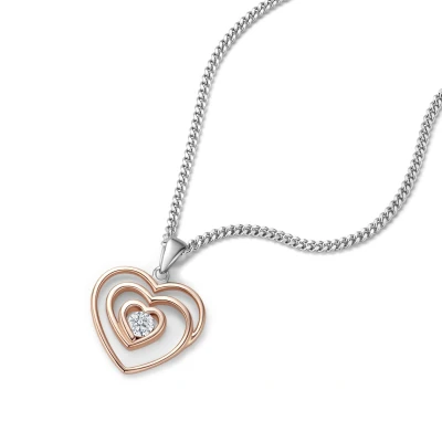 Afbeelding van Miore 18Kt Roosgoud Harten Ketting met Zirkoon 45cm Verguld