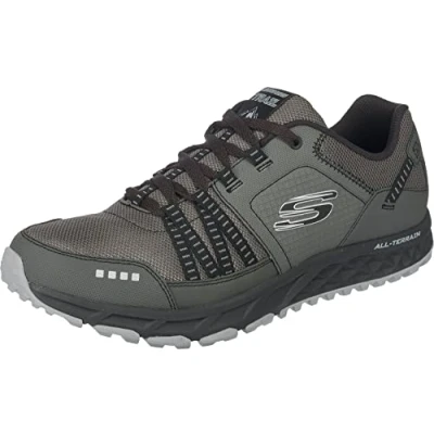 Afbeelding van Skechers Escape Plan Sneakers voor heren, Houtskool Lederen Mesh Zwart Trim, 41.5 EU