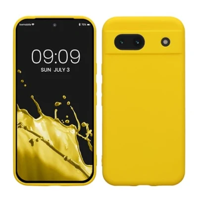 Afbeelding van kwmobile telefoonhoesje geschikt voor Google Pixel 8a Hoesje smartphone Precisie camera uitsnede In stralend geel