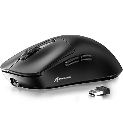 Afbeelding van ATTACK SHARK X3 49g SUPERLIGHT muis, PixArt PAW3395 gamingsensor, BT/2.4G draadloze/bedrade gamingmuis, 26000 DPI, 200 uur batterij, kantoormuizen voor Win11/Xbox/PS/Mac (zwart)
