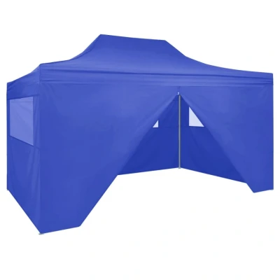 Afbeelding van Partytent met 4 zijwanden inklapbaar 3x4 m staal blauw