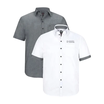 Afbeelding van Jan Vanderstorm loose fit overhemd Plus Size EVIN (set van 2) wit/grijs