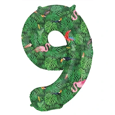 Afbeelding van Folat Folieballon Cijfer 9 Jungle Vibe 86 cm