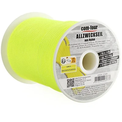 Afbeelding van COM FOUR® Paracord koord Ø 3 mm, 100 m touw met kernstrengen voor boten, camping, buiten nylon 192 kg draagvermogen tenttouw, scheerlijn, universeel