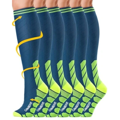 Afbeelding van CAMBIVO 3 Paar Compressiekousen voor Dames en Heren, Steunkousen, 15 30 mmHg, Trombosekousen Ontspanning, Hardlopen, Reizen, Skiën, Zwangerschap, Dagelijks Gebruik