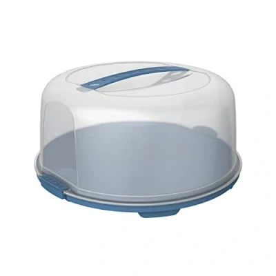 Afbeelding van Rotho Fresh hoge taartgoot met kap en draaggreep, kunststof (PP) BPA vrij, blauw/transparant, 34,5 cm