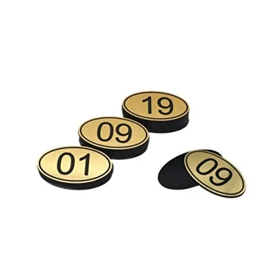 Afbeelding van PlayCool ABS gegraveerd 30 mm x 50 ovale tafelnummers (1 50) Pubs Restaurants Clubs Gloden 1 tot