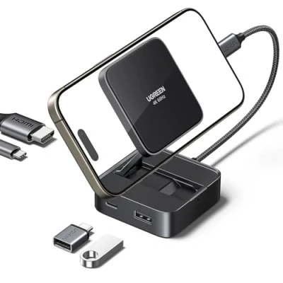 Afbeelding van UGREEN Revodok magnetisch dockingstation met 4K@60Hz HDMI USB C en A, 100W PD snel opladen Hub Adapter compatibel iPhone 16 serie, iPad Pro meer