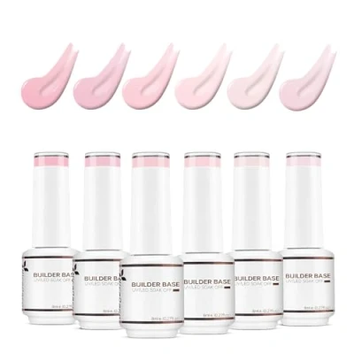 Afbeelding van Nicedeco 8 in 1 Builder Base Gel Set Semi permanente Nagellak Coat Uitbreiding Versterking Color Nail Art 6 X 8ML Kit