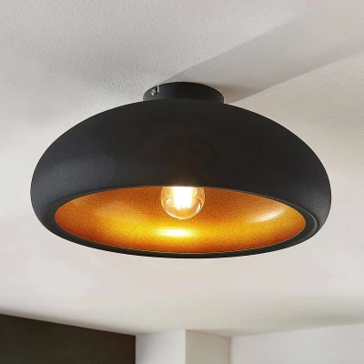 Afbeelding van Lindby plafondlamp 1licht metaal H: 17.4 cm E27 zwart, goud