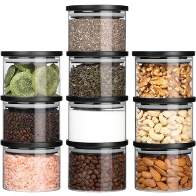 Afbeelding van BELLE VOUS 10 Pack 160 ml Borosilicate Glass Jars with Airtight Black silicone lid