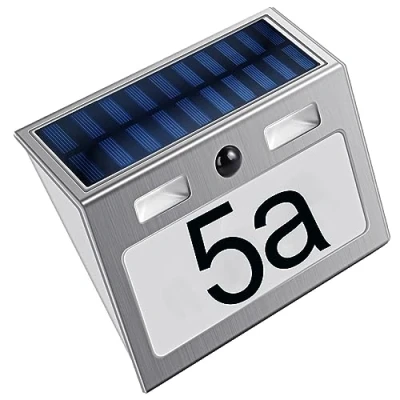 Afbeelding van Hopelit huisnummer op zonne energie, huisnummer, verlicht energie met bewegingsmelder en ledverlichting, IP44 waterdicht, cijfers, letters