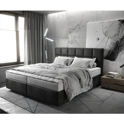 Afbeelding van Boxspringbed Dream Fine microvezel antraciet Vintage 180x200 met matras en topper