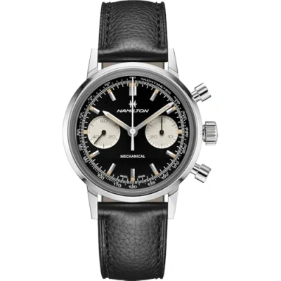 Afbeelding van Hamilton American Classic Intra Matic Chronograph H H38429730 Horloge Leer Zwart Ø 40 mm