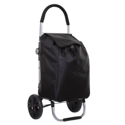 Afbeelding van 5Five Boodschappen trolley tas met wielen 51 liter zwart 44x37x98 cm Het topmodel Boodschappentrolleys