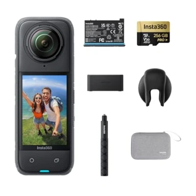 Afbeelding van Insta360 X4 Endurance Bundle 8K waterdichte 360 actiecamera, 4K groothoekvideo, onzichtbare selfiestick, verwijderbare lensbeschermers, 135 min. batterijduur, AI bewerking, stabilisatie, voor sport,