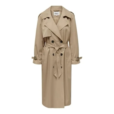 Afbeelding van ONLY Onlchloe Double Trenchcoat, Dames, Maat: XXS, Tannin